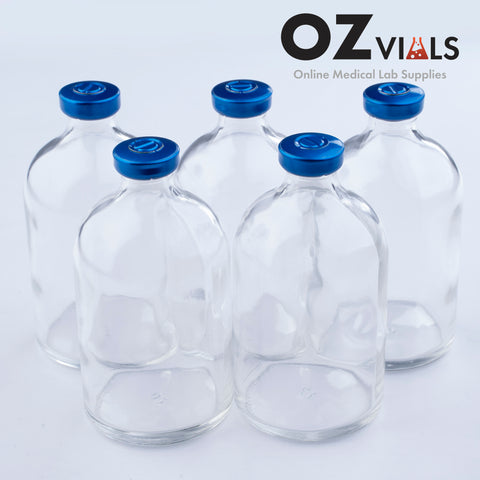 Tray of 100ml Glass Vials Moulded 51x95mm Rubbers and Lid Combo