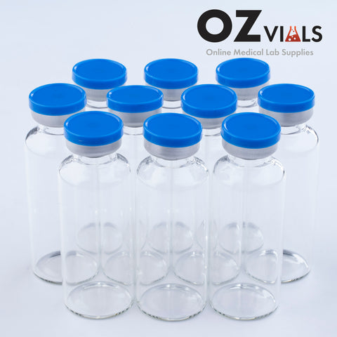 30ml Glass Vials Tubular 24x65mm Rubbers and Lid Combo u/s