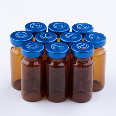 10ml Glass Vials Amber 22x50mm Rubbers and Lid Combo u/s