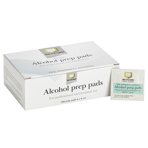 Reynard 70% Isopropyl Alcohol Prep pads Swabs 6 x 6cm 200 per Box