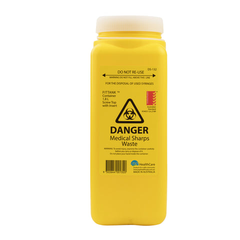 1.8 Litre Screw Top Sharps Container with Petal Insert