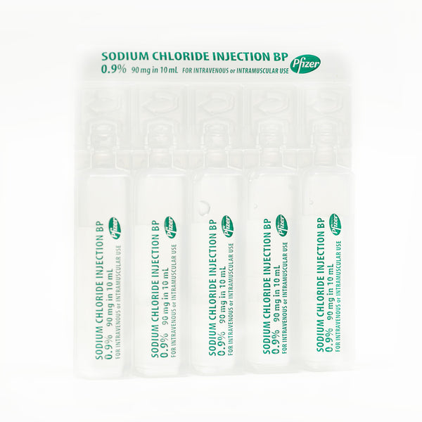 5 x Sodium Chloride 0.9% 10ml Ampoules Pfizer