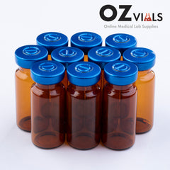 10ml Glass Vials Amber 22x50mm Rubbers and Lid Combo s/s