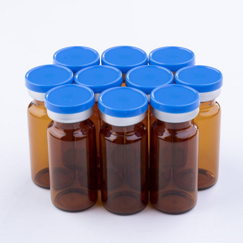 10ml Glass Vials Amber 22x50mm Rubbers and Lid Combo s/s