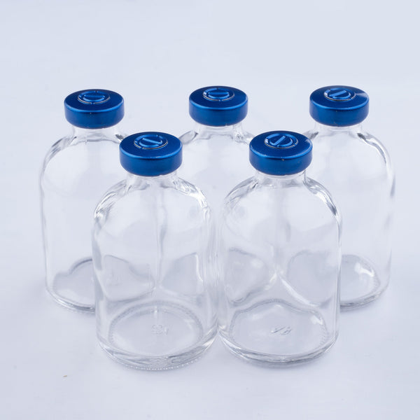 100ml Glass Vials Moulded 51x95mm Rubbers and Lid Combo u/s